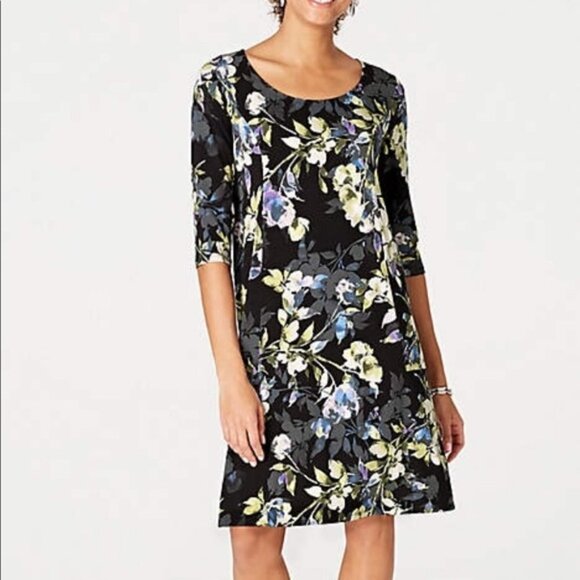 J Jill Wearever Floral Shift Dress - Picture 1 of 8